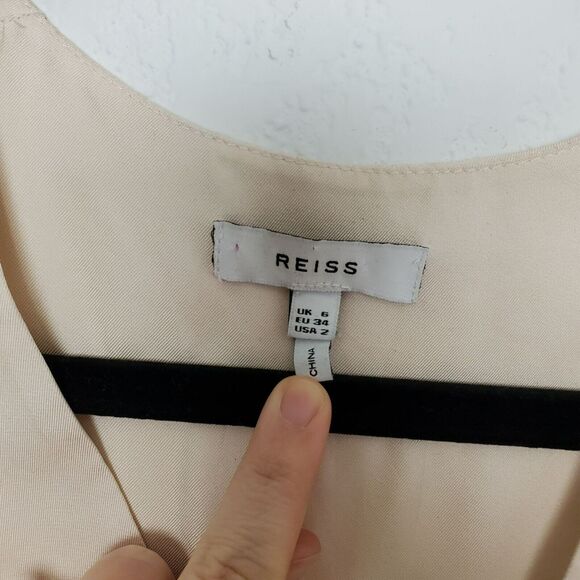 Reiss Womens Jorja Silk Top Size 2 V-Neck Racerback Cream Ivory Sleeveless FLAW - Picture 3 of 9